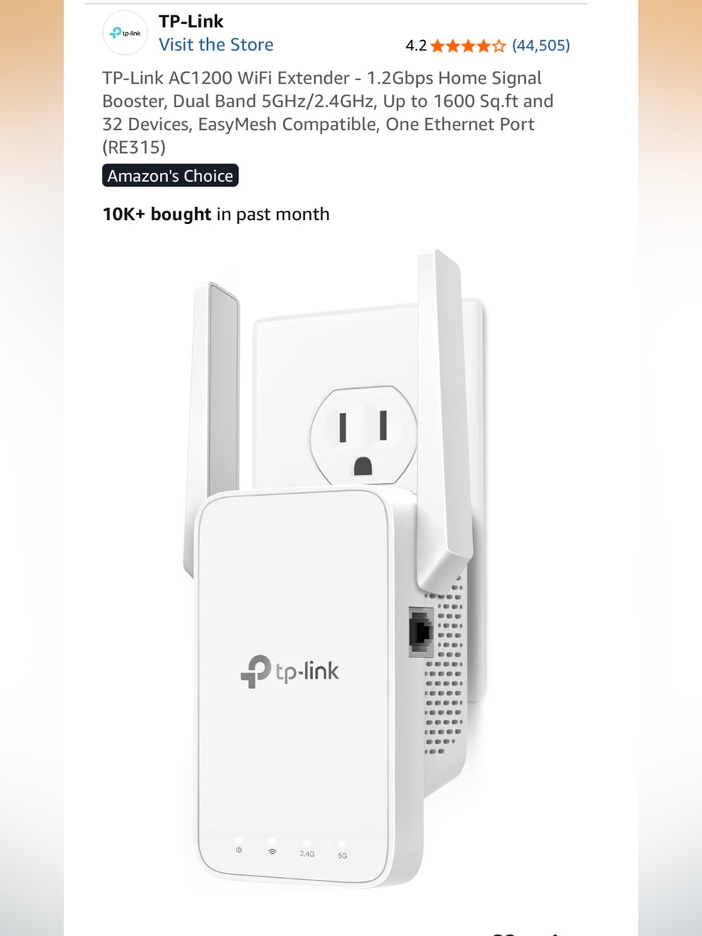 TP-Link White Dual-Band AC1200 WiFi Range Extender with External Antennas